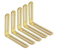 5 staffe angolari di montaggio regolabili, staffa angolare a forma di L con doppi fori scanalati per il fissaggio di mobili, 120 x 100 x 24 mm, spessore 3 mm, oro