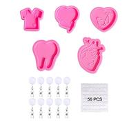 5 stampi in silicone a forma di dottore con 10 clip retrattili per identificazione, infermieri e praticanti, in resina, stampo in silicone