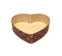 5 Stampi Panettone A CUORE, 500 G, in Carta di Pura Cellulosa Autoportante Marrone con Decoro Oro - Forma Cottura Panettone Riciclabile, Resistente Al Calore fino a 200°C - Ideale per Dolci Lievitati