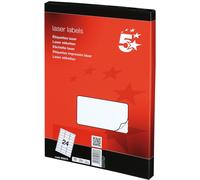 5 Star Addressing Labels Laser 24 per Sheet 64x34mm White