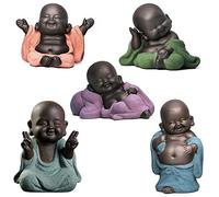 5 statue di Buddha in ceramica a forma di piccolo monaco, statuetta di Buddha in ceramica, decorazione per la casa