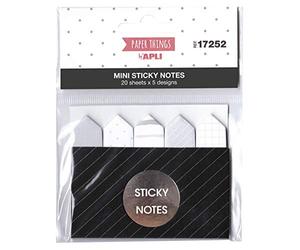 5 stecche mini note adesive tonalità grigie Paper Things 15 x 60 mm Apli 17252