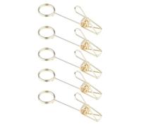 5 supporti in metallo per carte d'identità con clip in filo di ferro per presentazioni di biglietti da visita. Organizer da scrivania a doppia testa