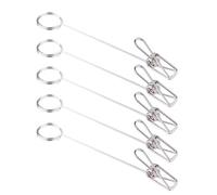 5 supporti in metallo per carte d'identità con clip in filo di ferro per presentazioni di biglietti da visita. Organizer da scrivania a doppia testa