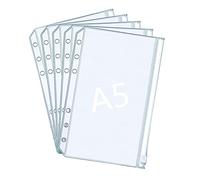 5 tasche in plastica A5 con cerniera e chiusura lampo, formato A5, 6 fori, in plastica, con cerniera, impermeabile, fogli sciolti, documenti, foto, organizer per banconote, buste per banconote
