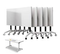 5 tavolini da seminari con ruote bloccabili per ufficio, sala riunioni e aule, salvaspazio, portatili, regolabili in altezza (160 x 40 x 75 cm)