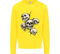 5 Teschi Demoni Biker Gotico Heavy Metal Kids Felpa Maglione