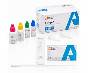 5 Test Streptococco Alltest Rapido Strep A Kit Completo con Tampone Test Faringeo Risultato Rapido Facile Uso Singolarmente Confezionati Test Streptococco Gruppo A Kit Diagnostico Rapido