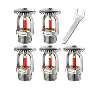 5 testine per irrigatori antincendio, 155 °C/68 ℃ risposta rapida, filettatura NPT da 0,5", design verticale a spruzzo d'acqua