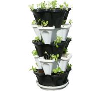 5 Tier Black & Grey Stackable Strawberry Garden - Vertical Gardening Planter Set