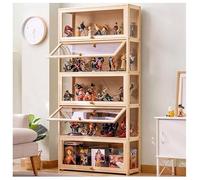 5 Tier Three-sided Clear Wood Curio Cabinet, 65 "Vetrina con porte in plexiglass per oggetti da collezione, grandi armadi di stoccaggio scaffali L31.4xW11xH64.9in