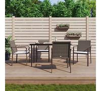 5-TLG. Gruppo da giardino in polyrattan e acciaio, con cuscino, resistente alle intemperie, per terrazza, balcone, sala da pranzo, 140 x 70 x 74 cm