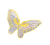 5 toppe da applicare con il ferro da stiro, con paillettes, con farfalle, 15 x 8,5 cm, colore giallo