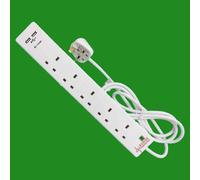 5 Transizione Surge Protetto Prolunga Cavo 2m Con Doppia USB Porte & Neon Luce