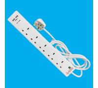 5 Transizione Surge Protetto Prolunga Cavo 2m Con Doppia USB Porte & Neon Luce