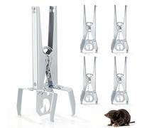 5 Trappole per Arvicole con Piastrina per Esche Fissata con Catena,Riutilizzabili Trappola a Scatto in Acciaio Zincato per Lotta Contro Arvicole/Talpe per Arvicole per Interni/Esterni(18,5×7,5×7cm)