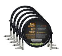 5 unità da Xke pro-grade - 1 meter - flessibile schermato Pedale per effetti per chitarra/basso strumento, Stomp patch - Cavo con connettori tipo A basso profilo ad angolo retto, pancake (6.35 mm) TS