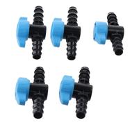 5 valvole a sfera in linea da 16 mm for irrigazione a goccia, in plastica nera e blu, con attacco a sfera for acqua, olio e gas.