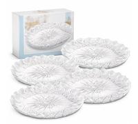 5 Vassoi Porta Torta Rotondi (Ø 24,5 cm) - Trasparenti con Decorazione a Stella in Plastica RESISTENTE e RIUTILIZZABILE - Porta Torte per Pasticceria, Feste, Compleanni, Matrimoni e Altro