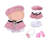 5 vestiti per bambole di peluche da 17 cm, tra cui un set di vestiti rosa, un paio di scarpe e una bottiglia rosa per feste di compleanno per bambini (non include bambola)