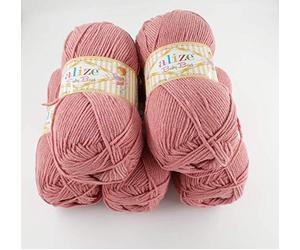 5 x 100 g di filato Alize Baby Best Uni, lana turca antipelucchi (354)