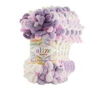 5 x 100 g di filato Alize Puffy Color per lavorare a maglia, senza aghi, colore: 6305 multicolore