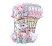 5 x 100 g di lana Alice Puffy Color, per lavoro a maglia senza aghi, colore: 6052