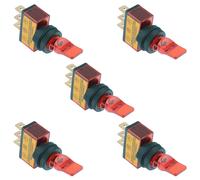 5 X 12V Rosso Illuminato Acceso-Spento Alternare Flick Interruttore Spst Auto