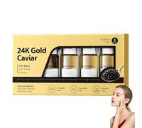 5 x 15 ml, caviale oro 24 K, siero viso anti-invecchiamento e correzione delle rughe, riduce le rughe, rassodante e rivitalizzante per la pelle del viso, cura di lusso per la pelle radiosa e giovanile