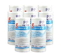 5 x 2,5 pollici, 5 micron, filtro per acqua sedimentaria in polipropilene soffiato a fusione, cartuccia per acqua sedimentaria PP per tutta la casa, per acqua urbana e fontana, confezione da 8