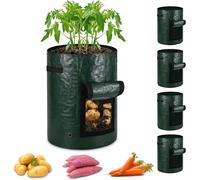 5 X 27L Sacchetto per Piantine in Tessuto Non Tessuto Con Finestra E Manici Robu