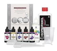 5 x 30 ml Octopus Fluids Alcohol Ink Set Completo GOLDEN EVE con Blending Solution, Alcohol Ink Paper e accessori per Fluid Art