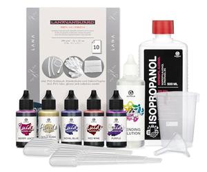 5 x 30 ml Octopus Fluids Alcohol Ink Set Completo GOLDEN EVE con Blending Solution, Alcohol Ink Paper e accessori per Fluid Art