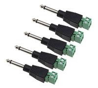 5 x 6,35 mm Mono Plug a AV 2 Pin Vite Morsettiera Adattatori a forma di L Convertitori audio senza saldatura per altoparlante microfono