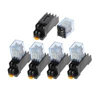 5 X AC DC 12V 24V 36V 110V 220V 380V 5A Bobina DPDT 8Pin Luce Rossa Relè di Potenza for Uso Generale W Base MY2NJ MY2P HH52P 1 Pz(AC 12V)