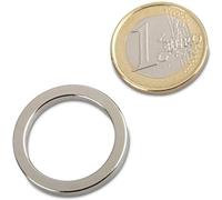 5 x Anello magnetico Ø 27/21 mm, altezza 3 mm Neodimio N40, nichelato - Forza di attrazione 2 kg - 5 pezzi - Anelli magnetici Magneti permanenti in Terre Rare - Calamite ad anello al Neodimio