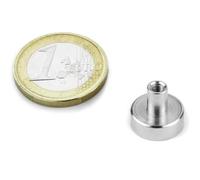 5 x Basi magnetiche con boccola filettata Ø6-32mm Neodimio N35 (NdFeB) - 5 pezzi - Magneti permanenti di fermo - Calamite potenti (Terre Rare) con base in acciaio, Grandezza:Ø 13mm | M3 | 6kg forza