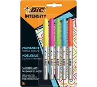 5 X BIC Intensity Punta Fine Pennarello Indelebile Smudge-Free Bold Colori
