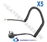5 X Cavo Curvo Coiled Power Mains 13A FLE E Spina Top 3 Core 1.5mm A Molla