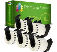 5 x DK22251 Etichette adesive continuo compatibile per Brother QL-800 QL-810W QL-820NWB | 62mm x 15.24m | Rosso e nero su bianco