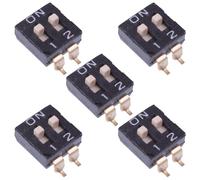 5 x DM02/TR APEM Interruttore DIP 2 vie per PCB Surface Mount 2.54mm SPST