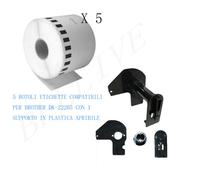 5 X Etichette Compatibil per Brother DK22205 30.48mtX62 QL1050 1060N 1000+Telaio