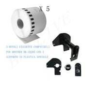 5 X Etichette Compatibile per Brother DK-22205 30.48mtX62 QL-570 500 con Telaio
