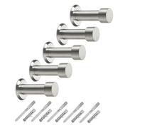 5 x Ganci appendiabiti TUULA Acciaio inossidabile solido Ø 10/15 mm Lunghezza 50 mm Lunghezza totale 53 mm con piastra appendiabiti di SO-TECH®