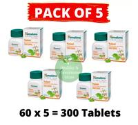 5 x Himalaya Tulasi Tulsi 300 compresse per il benessere respiratorio scadenz...