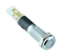 5 x Indicatore Pannello LED Bianco 8mm Metallo Piatto 12V