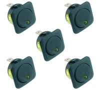 5 x Interruttore Basculante Rotondo Flangiato Illuminato SPST 12V Dot Giallo