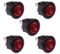 5 X Interruttore Rocker Rotondo Illuminato On-Off 230V DPST 10A