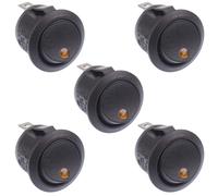5 x Interruttore Rocker Rotondo LED Giallo On/Off 12V SPST 6A