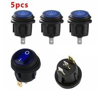 5 X Interruttore Rotondo Blu LED 12V Per Auto Barca Camion Round Toggle On / Off